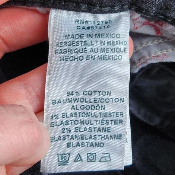 True Religion Jeans Mens 28 Black Rocco Relaxed Skinny Leg Flap Pocket Denim - Picture 12 of 13